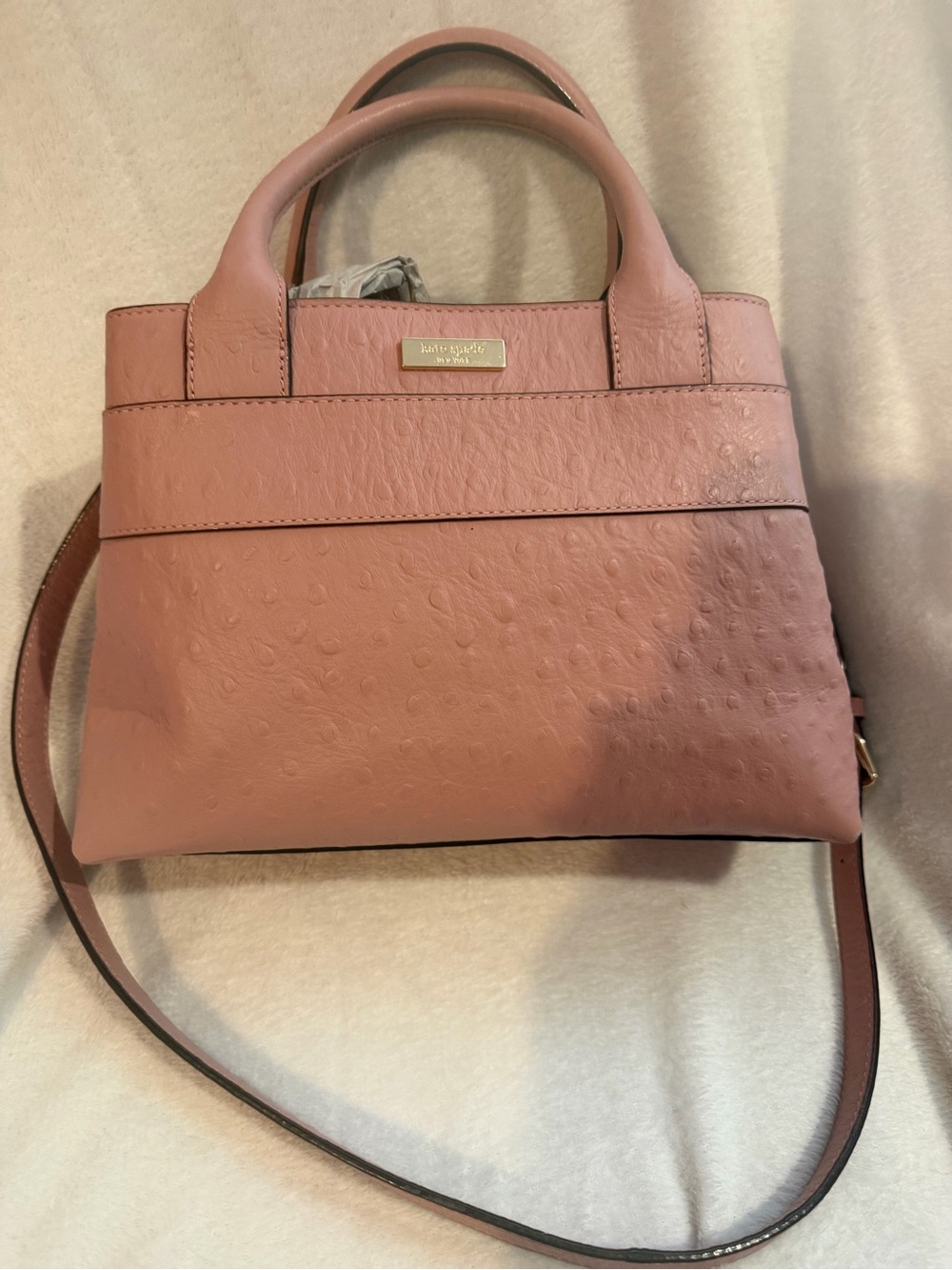 kate spade Dusty Pink Embossed Leather Satchel with Crossbody Strap